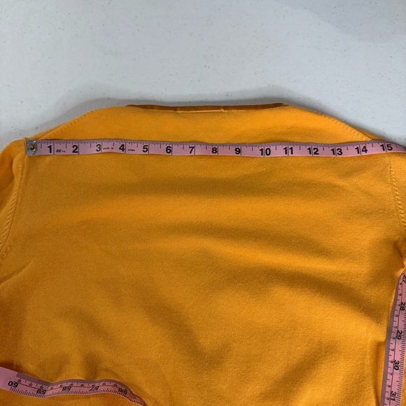 Liz Golf Cardigan Snap Front Cantaloupe Satin Trim Tight Knit Women’s Size Large - Picture 7 of 12